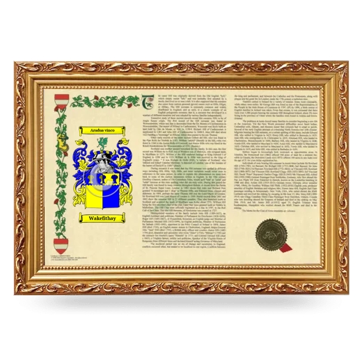 Wakefithay Armorial Landscape Framed - Gold