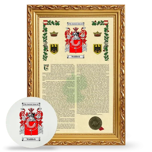 Walddeck Framed Armorial History and Mouse Pad - Gold