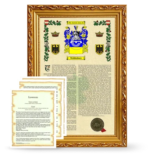 Waldenbury Framed Armorial History and Symbolism - Gold