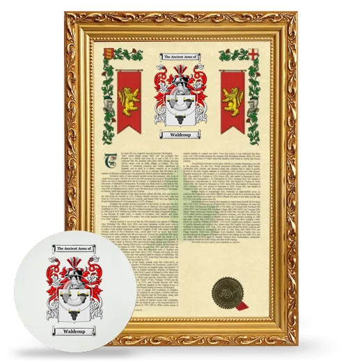 Waldroup Framed Armorial History and Mouse Pad - Gold
