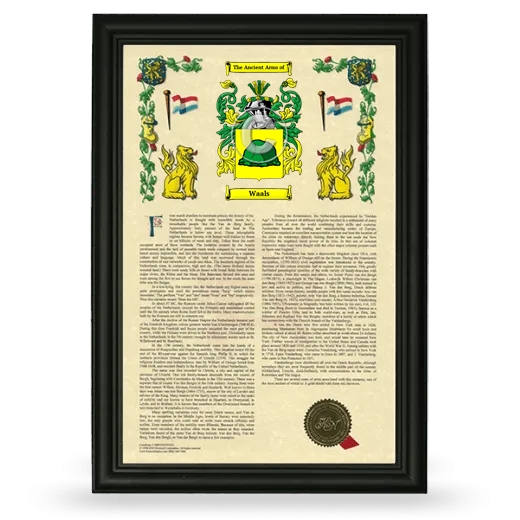 Waals Armorial History Framed - Black