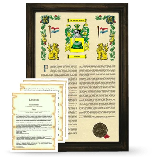 Walles Framed Armorial History and Symbolism - Brown