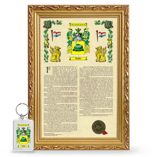 Walles Framed Armorial History and Keychain - Gold