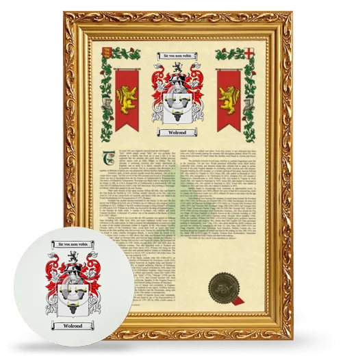 Wolrond Framed Armorial History and Mouse Pad - Gold