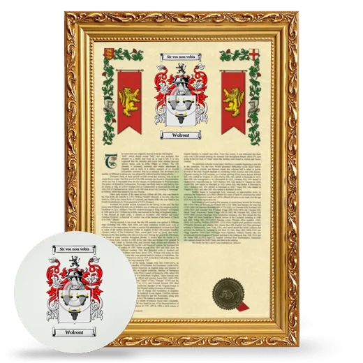 Wolront Framed Armorial History and Mouse Pad - Gold