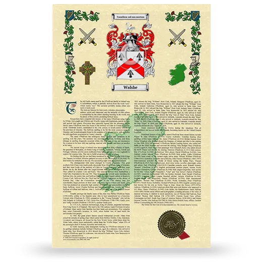 Walshe Armorial History with Coat of Arms