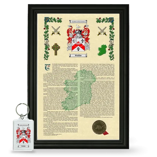 Walshe Framed Armorial History and Keychain - Black