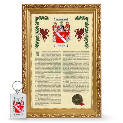 Wolwynd Framed Armorial History and Keychain - Gold