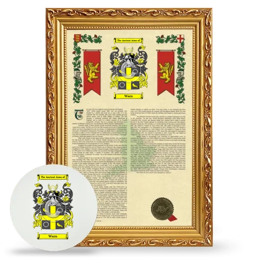 Warn Framed Armorial History and Mouse Pad - Gold