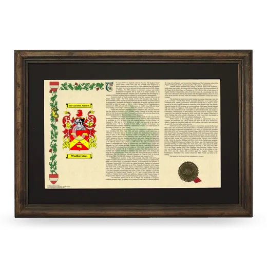 Wadherston Deluxe Armorial Landscape Framed - Brown