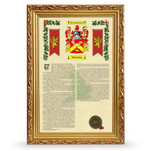 Watersome Armorial History Framed - Gold