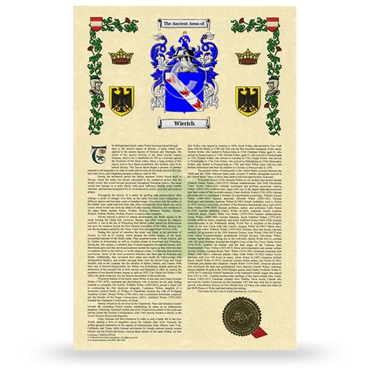 Wierich Armorial History with Coat of Arms