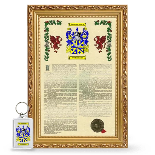 Wellshmane Framed Armorial History and Keychain - Gold