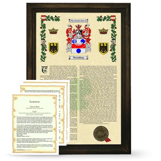 Wesenberg Framed Armorial History and Symbolism - Brown