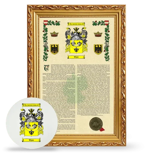 Wyer Framed Armorial History and Mouse Pad - Gold