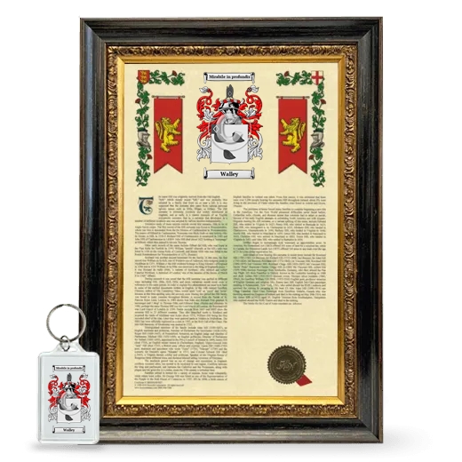 Walley Framed Armorial History and Keychain - Heirloom