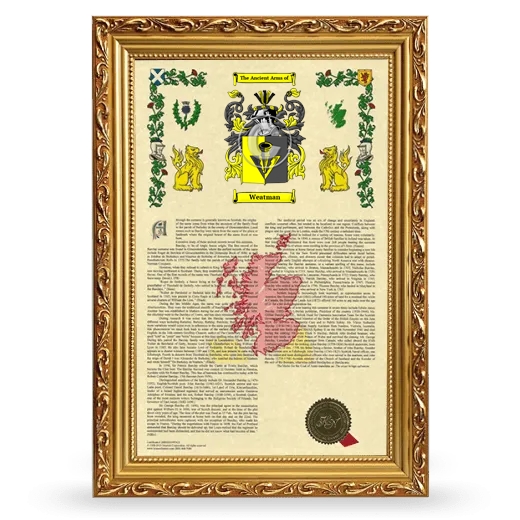 Weatman Armorial History Framed - Gold