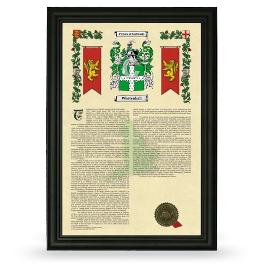 Whetenhall Armorial History Framed - Black