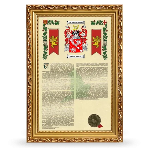 Whistlecroft Armorial History Framed - Gold