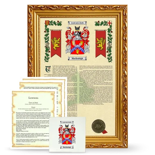 Macfaoitigh Framed Armorial, Symbolism and Large Tile - Gold