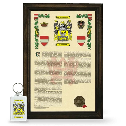 Wainbaum Framed Armorial History and Keychain - Brown