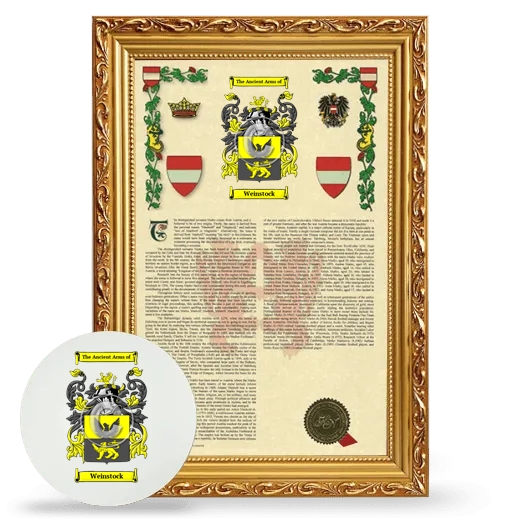 Weinstock Framed Armorial History and Mouse Pad - Gold