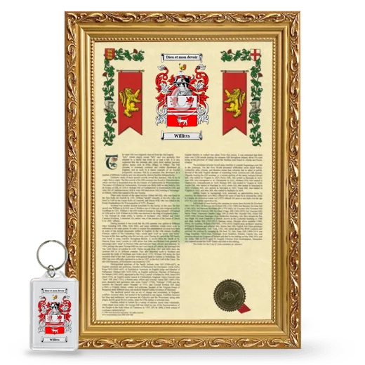 Willitts Framed Armorial History and Keychain - Gold