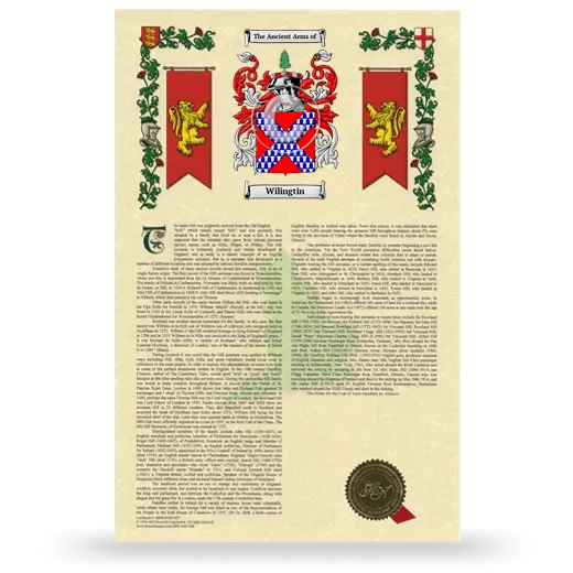 Wilingtin Armorial History with Coat of Arms