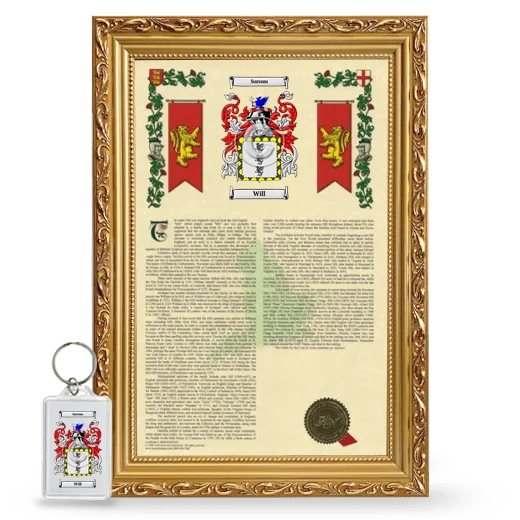 Will Framed Armorial History and Keychain - Gold