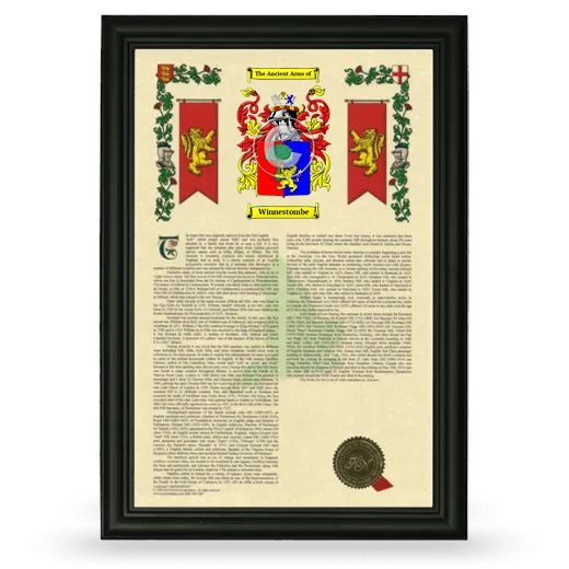 Winnestombe Armorial History Framed - Black