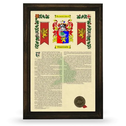 Winnestombe Armorial History Framed - Brown