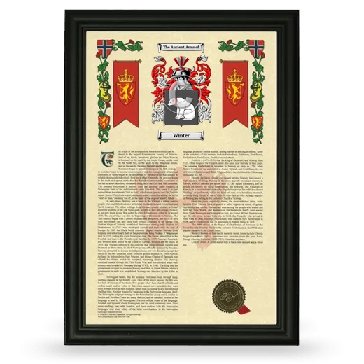 Winter Armorial History Framed - Black