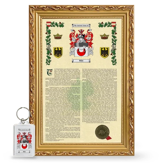 Witt Framed Armorial History and Keychain - Gold