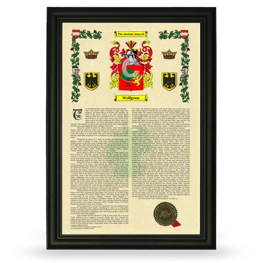 Wolfgram Armorial History Framed - Black