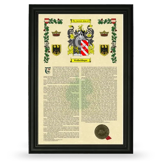 Wollschlager Armorial History Framed - Black