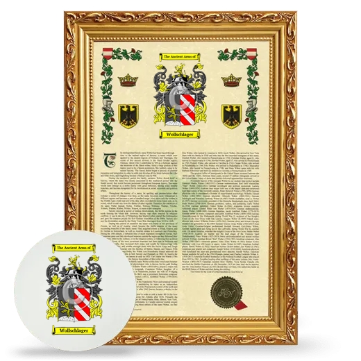 Wollschlager Framed Armorial History and Mouse Pad - Gold