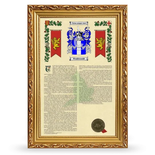 Wuidewoold Armorial History Framed - Gold