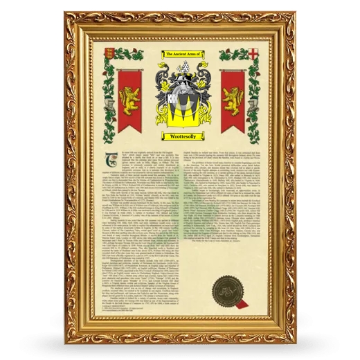 Wrottesolly Armorial History Framed - Gold