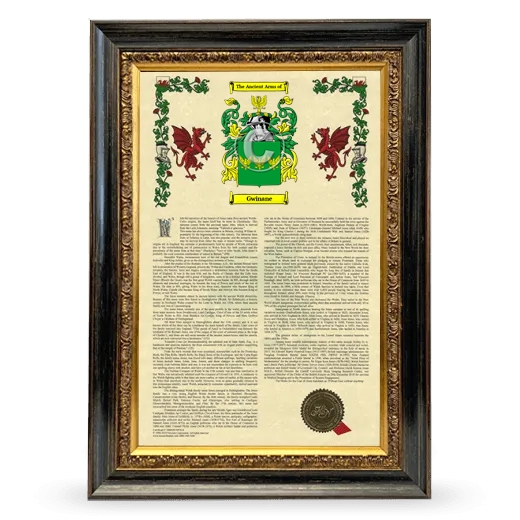 Gwinane Armorial History Framed - Heirloom