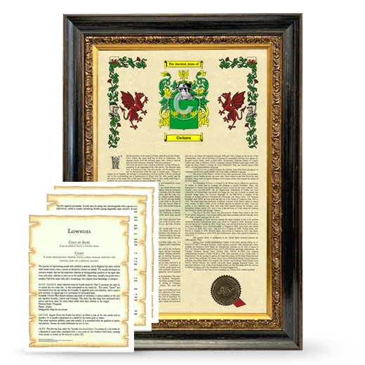 Gwinen Framed Armorial History and Symbolism - Heirloom