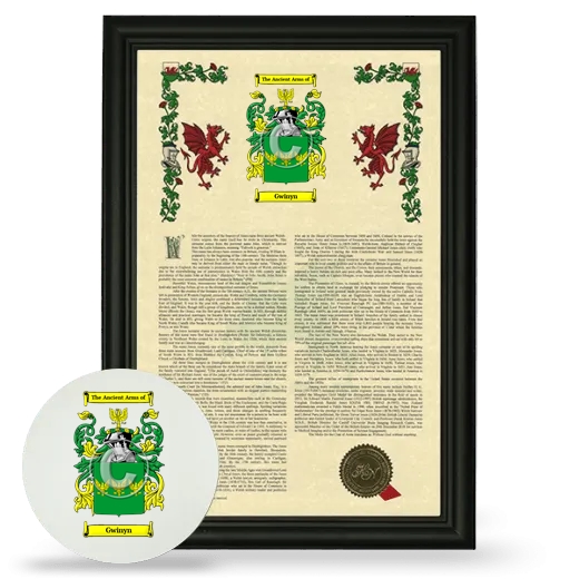 Gwinyn Framed Armorial History and Mouse Pad - Black