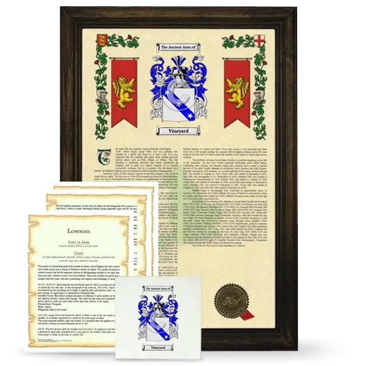 Vineyard Framed Armorial, Symbolism and Large Tile - Brown