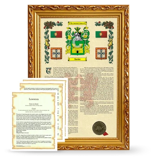 Xavier Framed Armorial History and Symbolism - Gold