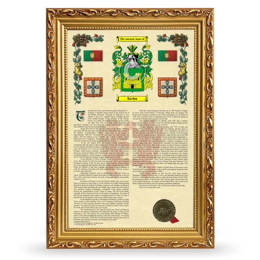 Xavier Armorial History Framed - Gold