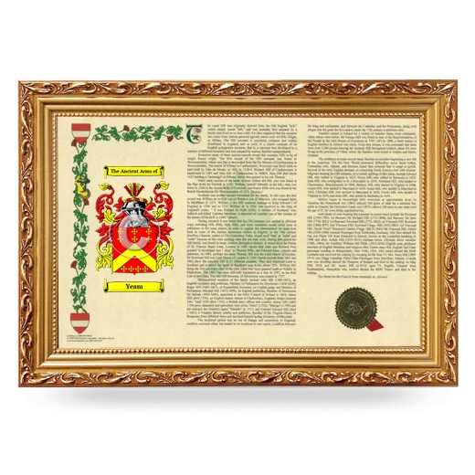 Yeam Armorial Landscape Framed - Gold