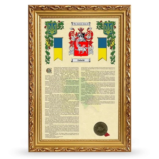 Zalucki Armorial History Framed - Gold