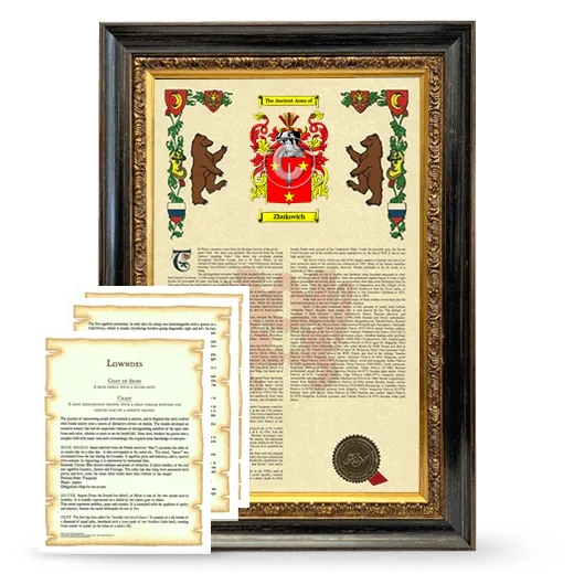 Zhukovich Framed Armorial History and Symbolism - Heirloom