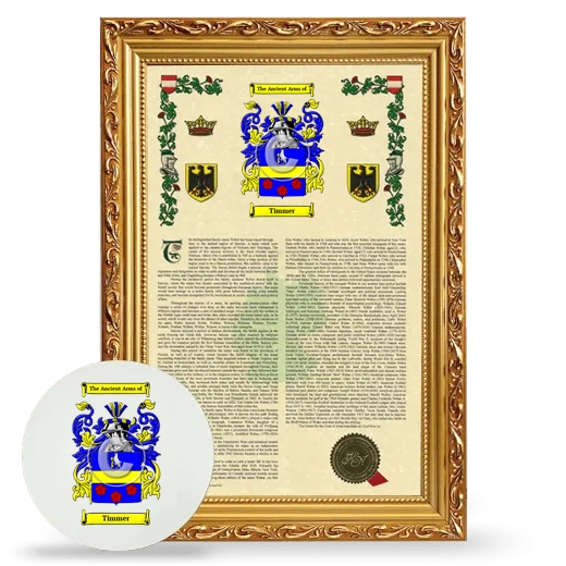 Timmer Framed Armorial History and Mouse Pad - Gold