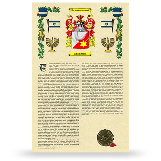 Zimmerma Armorial History with Coat of Arms