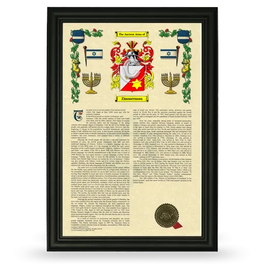 Zimmerman Armorial History Framed - Black